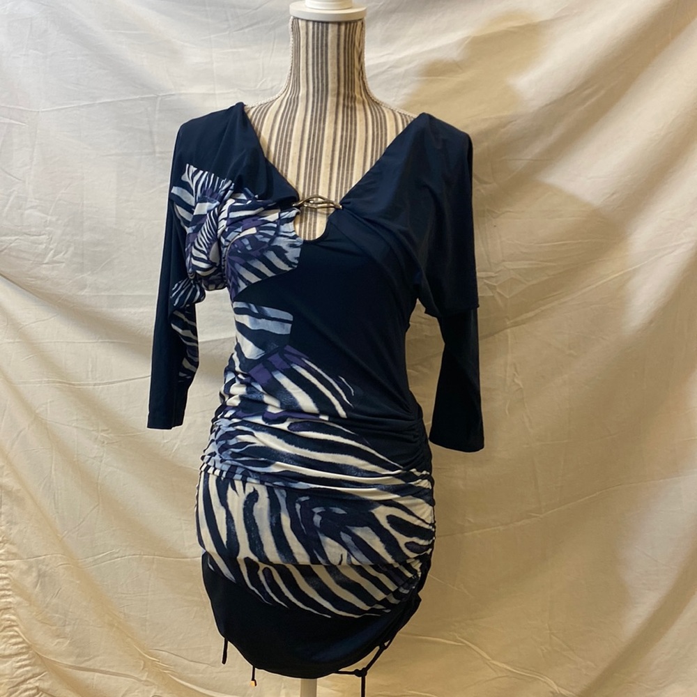 Roberto Cavalli blue dress with metal accent